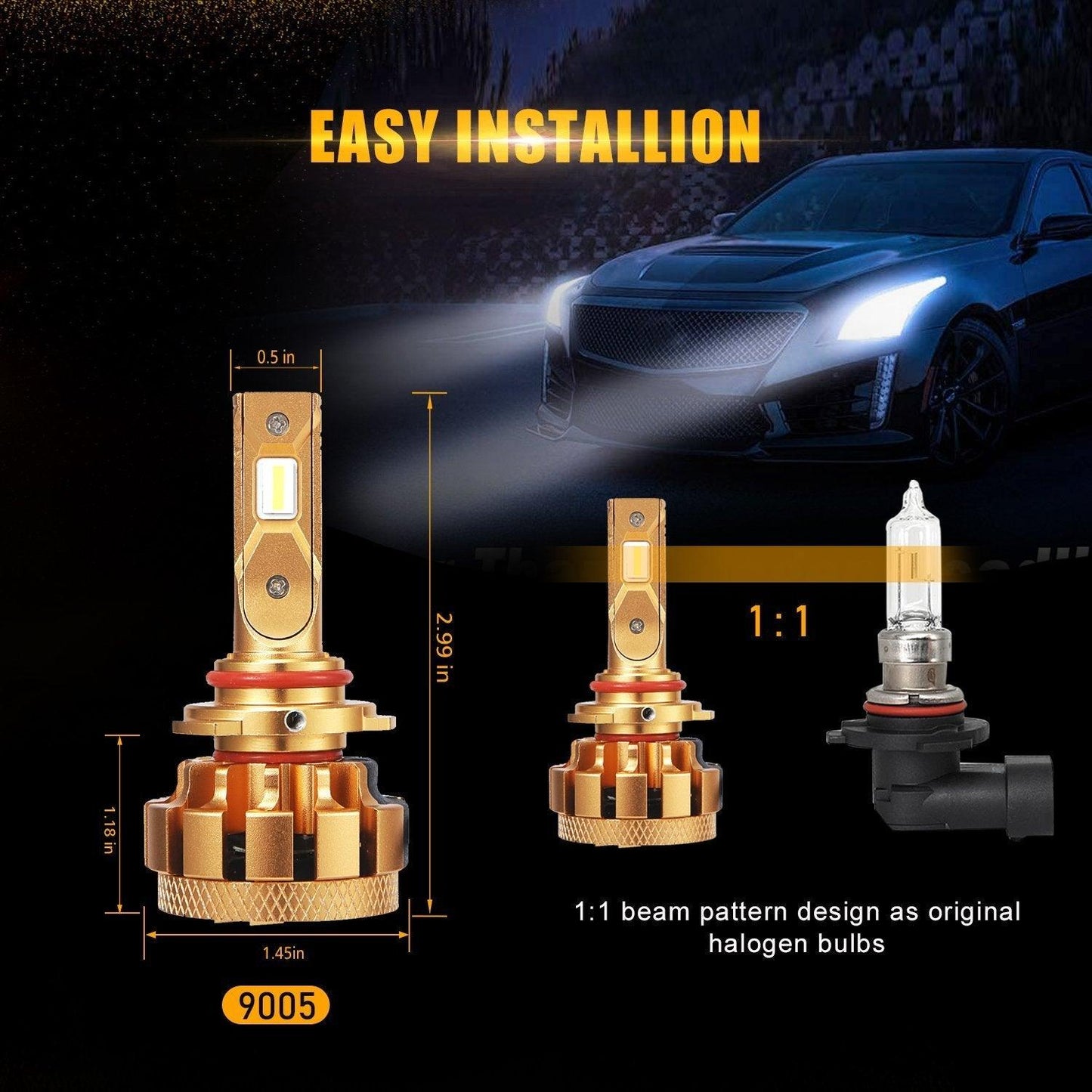 For 2007-2009 Mazda 3(with Halogen Capsule headlamps) F-16 Plus Series Built-in Canbus Automotive Grade 14000LM LED Light Bulbs High Low Beam Bundle - Auxbeam  – éclairage LED auto