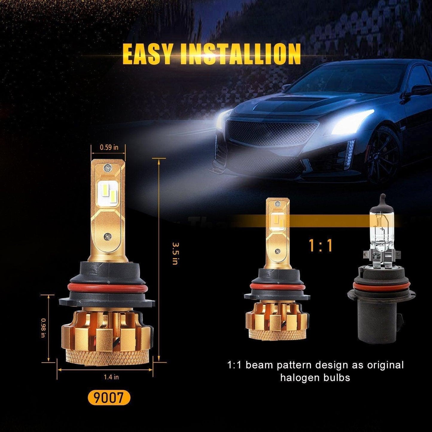 لسيارات دودج رام 3500 F-16 Plus Series موديلات 2003-2005، مصابيح LED مدمجة من Canbus من الدرجة الأولى، 14000 لومن، حزمة شعاع منخفض عالي