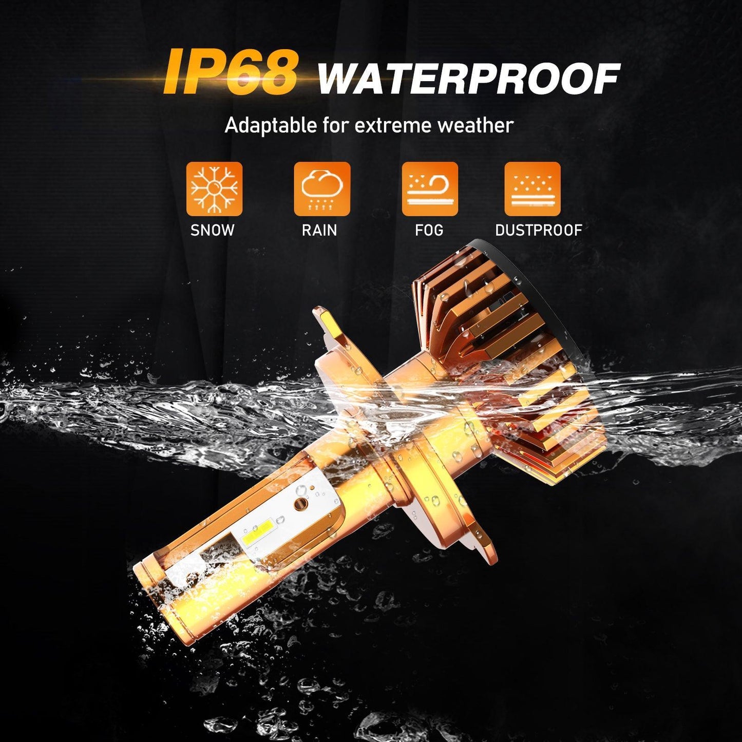 مصابيح أمامية LED H4/9003، 52 واط، 10000 لومن، سلسلة F2، حجم صغير، 6500 كلفن، أبيض بارد | 2 لمبة