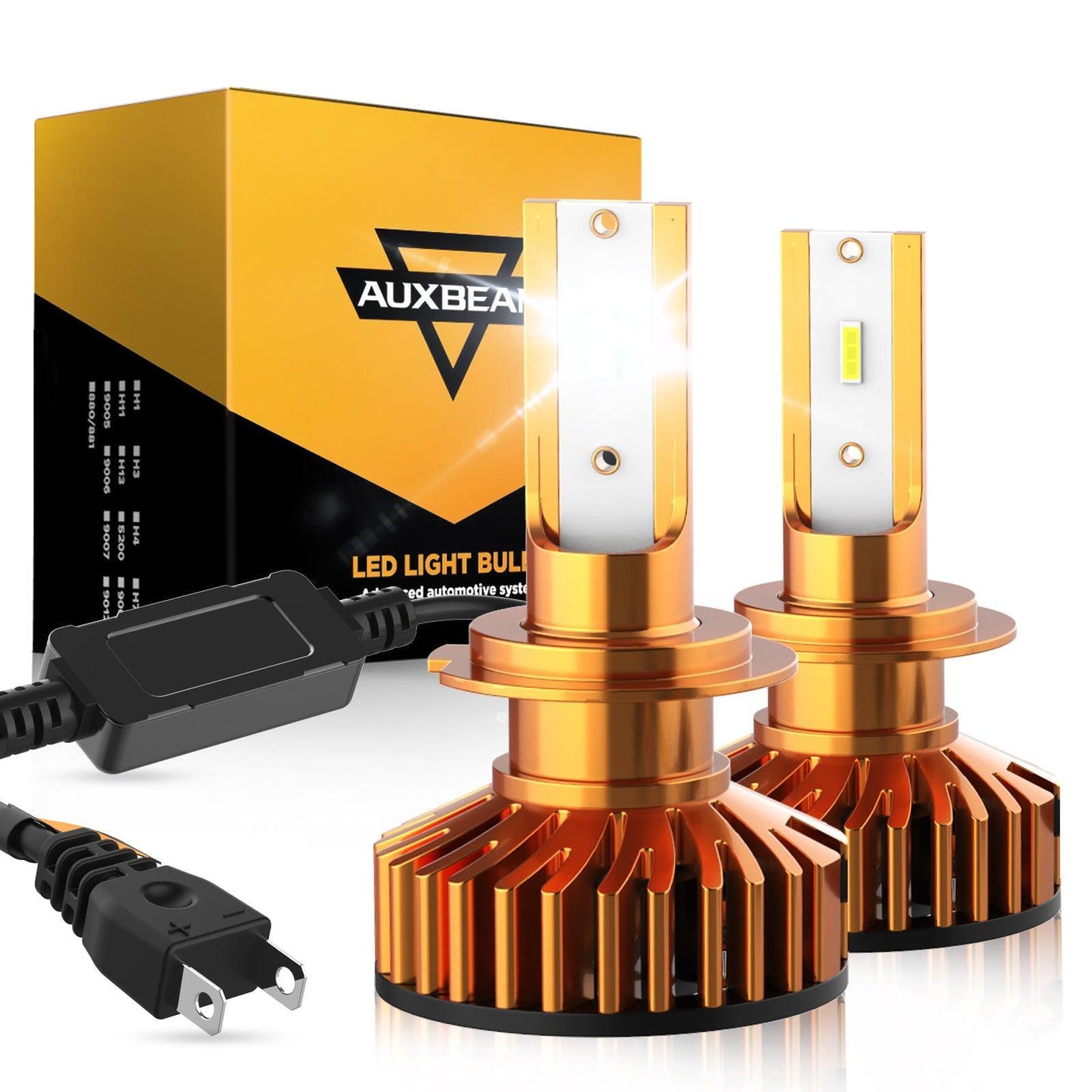 مصابيح أمامية LED H7، 52 واط، 10000 لومن، سلسلة F2، حجم صغير، 6500 كلفن، أبيض بارد | 2 لمبة