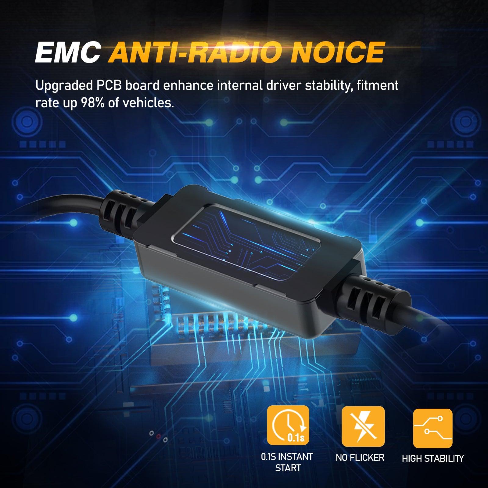 EMC anti-radio noise PCB board for stable driver and fitment in 98% of vehicles for 9006 LED headlight bulbs