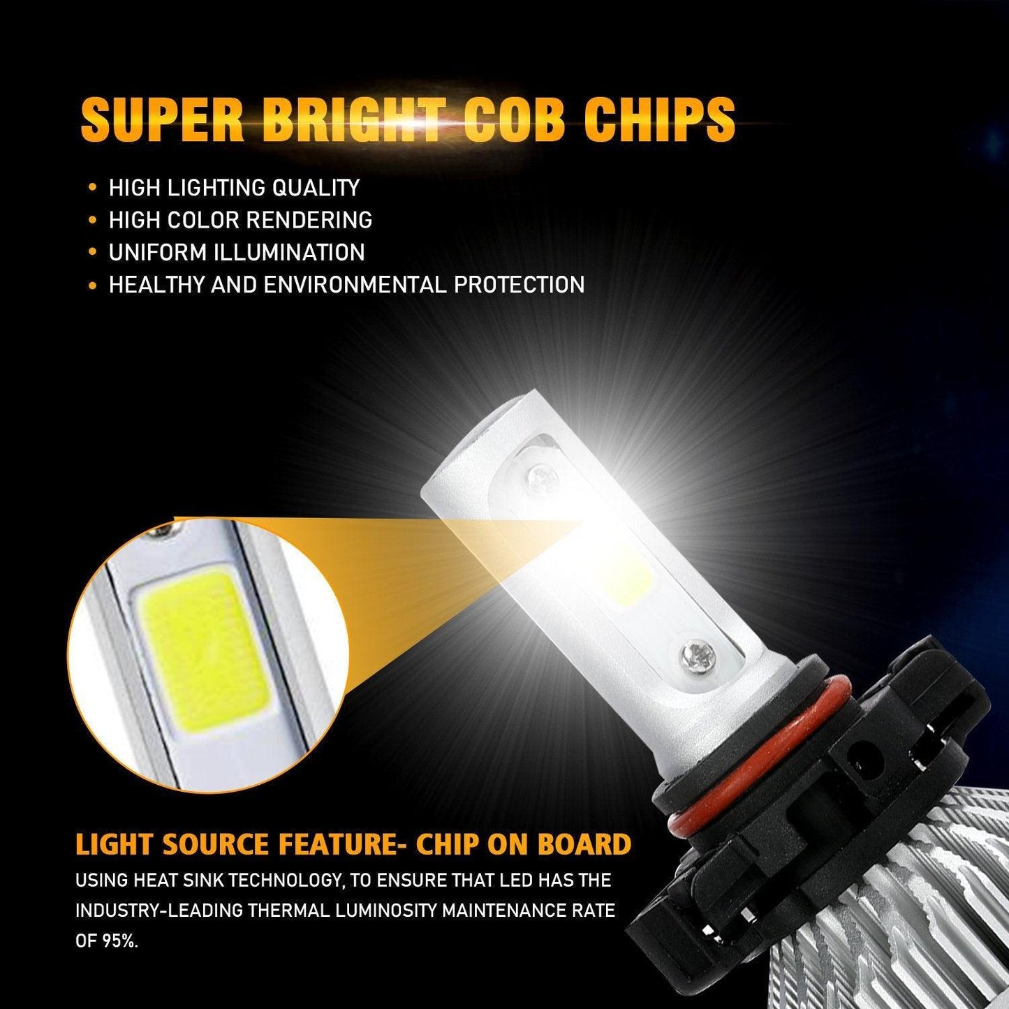 لمبات LED للمصابيح الأمامية 5202، 72 واط، 8000 مل، سلسلة S2، فائقة السطوع، COB، 6500 كلفن، أبيض بارد | 2 لمبة