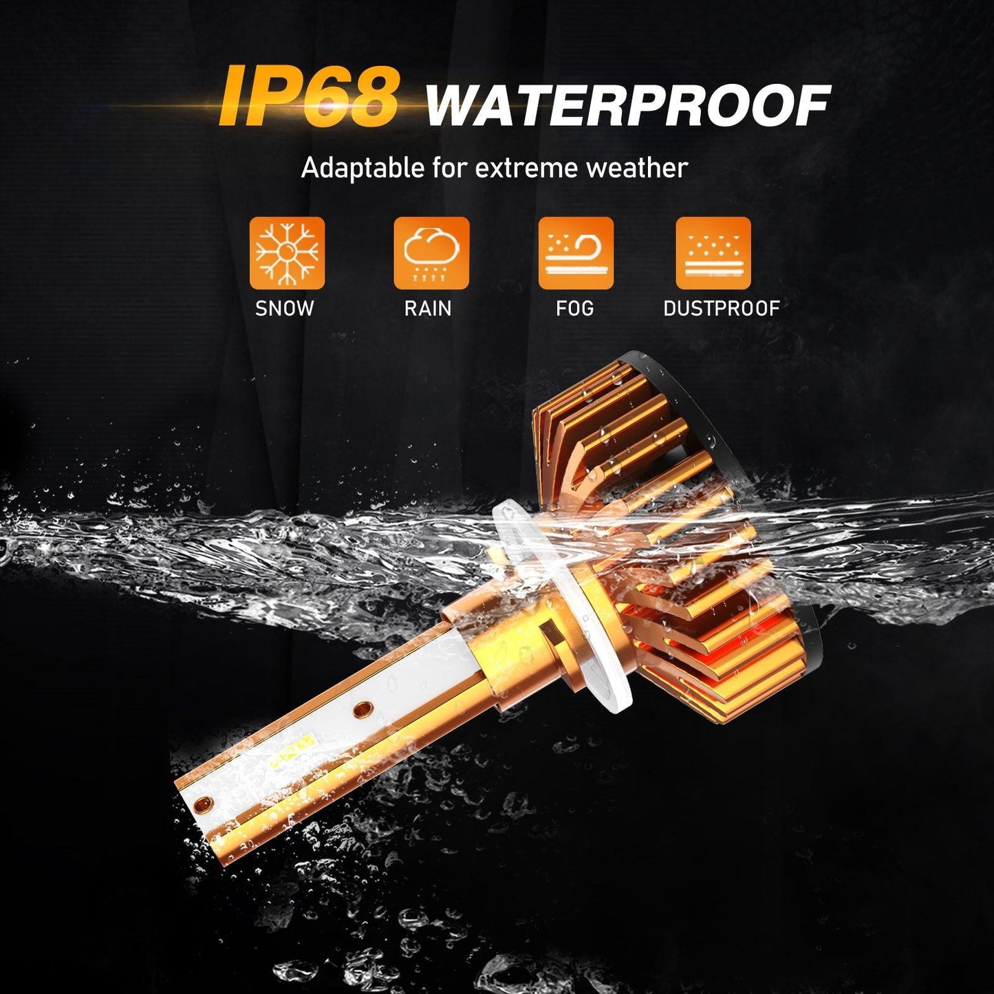 مصابيح أمامية LED 880/881، 52 واط، 10000 لومن، سلسلة F2، حجم صغير، 6500 كلفن، أبيض بارد | 2 لمبة