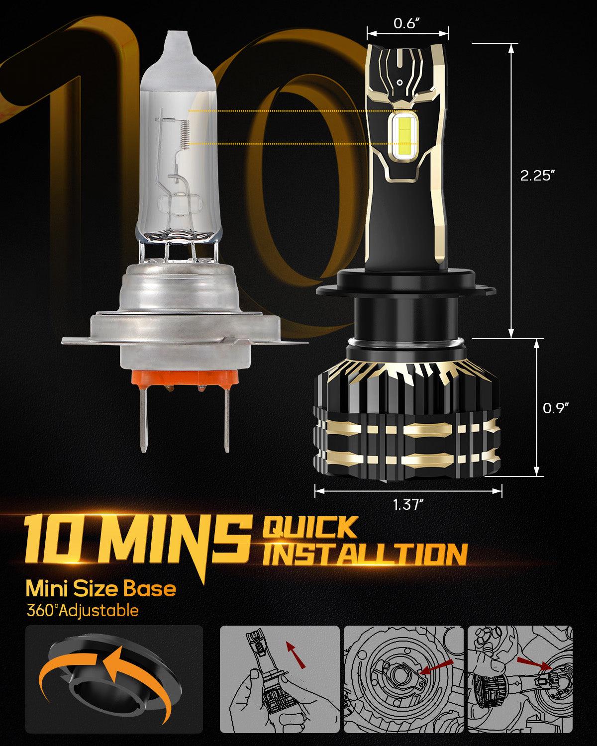 H7 LED Headlight Bulbs 120W 25000LM GX Series Brightest 6500K Cool White | 2 Bulbs - Auxbeam  – éclairage LED auto