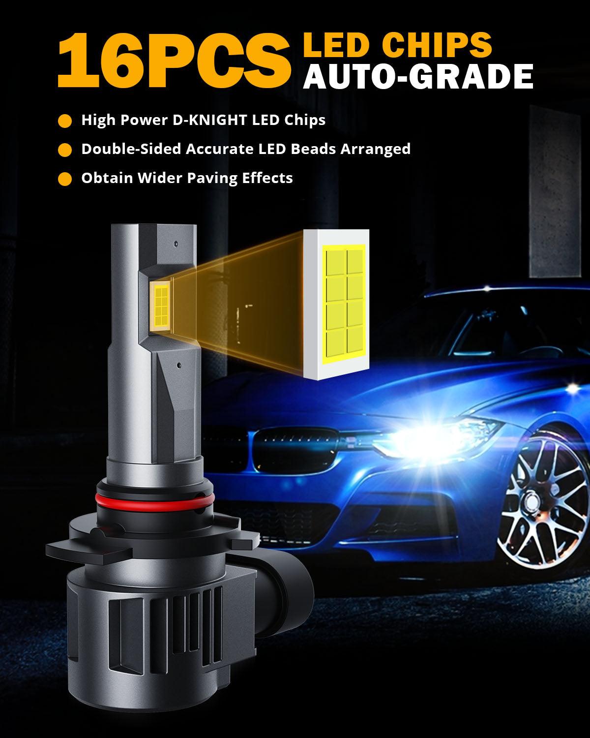 9012/HIR2 LED Headlight Bulbs 90W 22000LM Q20 Series 1:1 Halogen Size 6500K Cool White | 2 Bulbs - Auxbeam  – éclairage LED auto