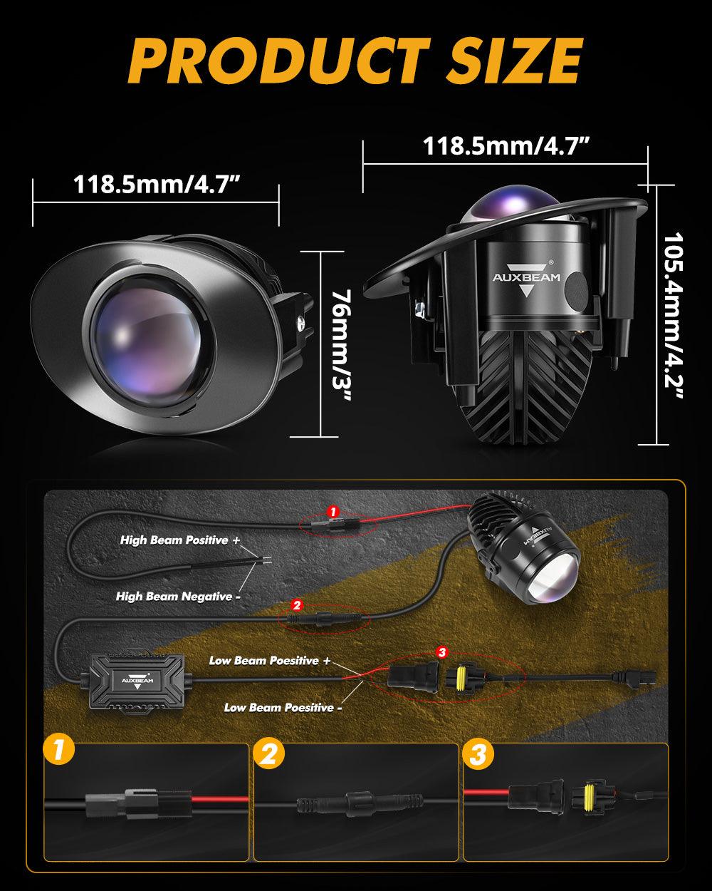 عدسة عرض LED ثنائية 70 واط، مقاس 2 بوصة، ضوء ضبابي، عدسة فيلم زرقاء 6000 كلفن، مناسبة لسيارات تويوتا/هوندا | قطعتان/مجموعة