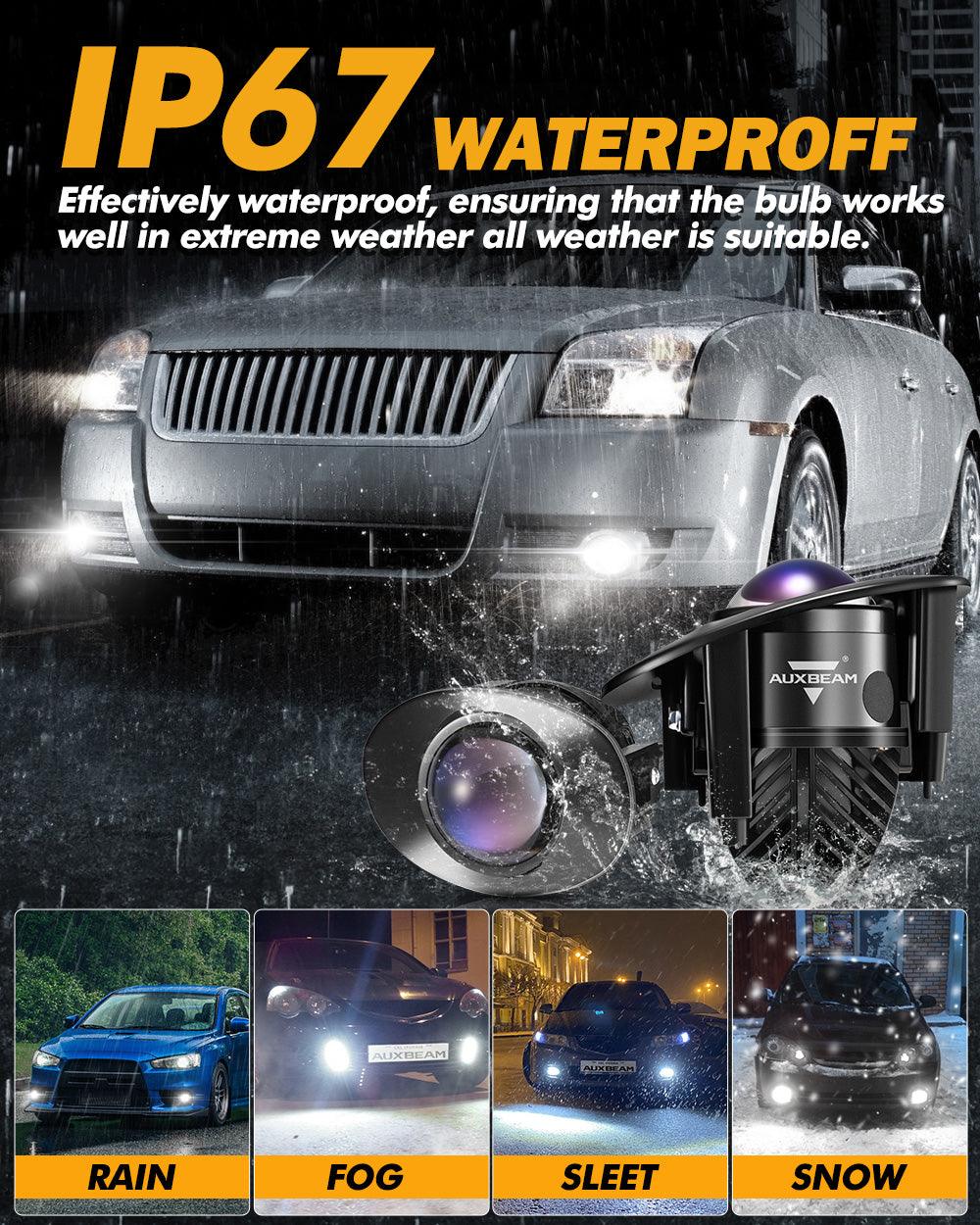 عدسة عرض LED ثنائية 70 واط، مقاس 2 بوصة، ضوء ضبابي، عدسة فيلم زرقاء 6000 كلفن، مناسبة لسيارات تويوتا/هوندا | قطعتان/مجموعة