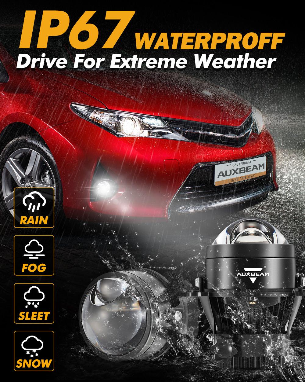 مصباح ضباب 3 بوصات، 90 واط، ثنائي الصمام، عدسة عرض، 6000 كلفن، عدسة زائدة، مع شعاع مساعد مصفوفة، مناسب لسيارات تويوتا/هوندا | قطعتان/مجموعة