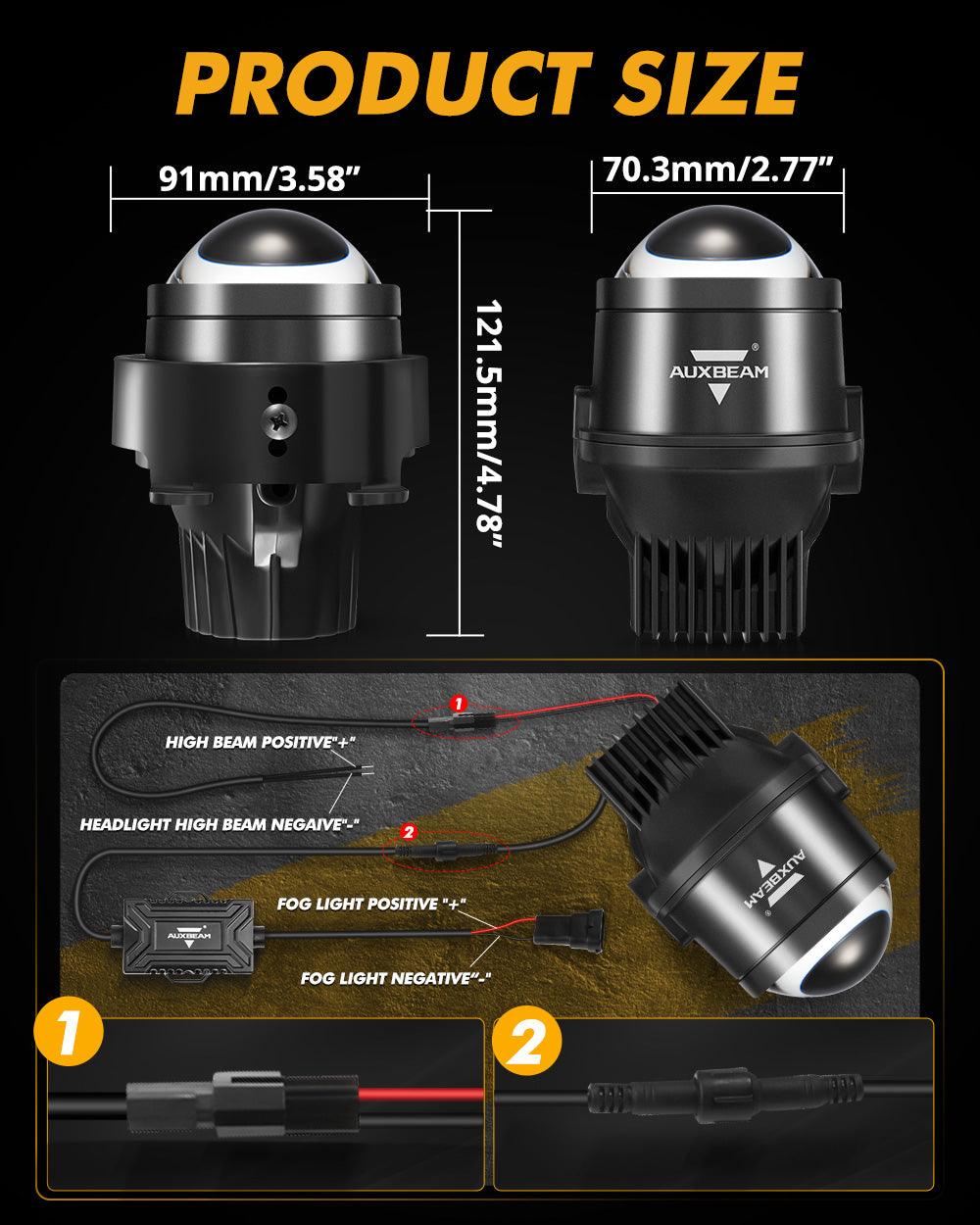 2.5 Inch 80W Bi-LED Projector Lens Fog Light 6000K HD Lens For Toyota/Honda | 2PCS/Set