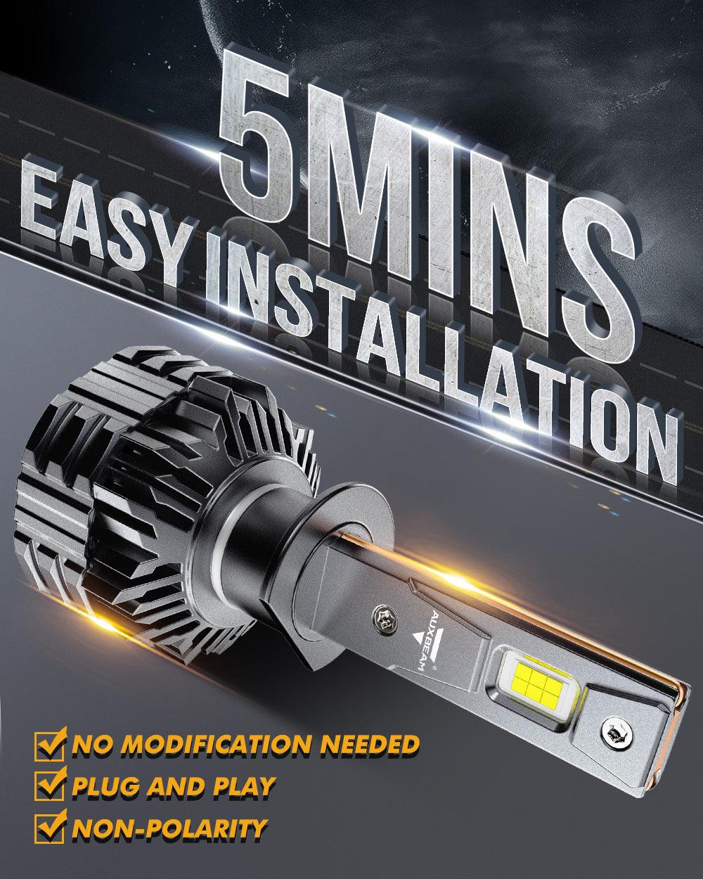 H1 LED Headlight Bulbs 110W 24000LM F22 Series High Brightness 6500K Cool White | 2 Bulbs - Auxbeam  – éclairage LED auto