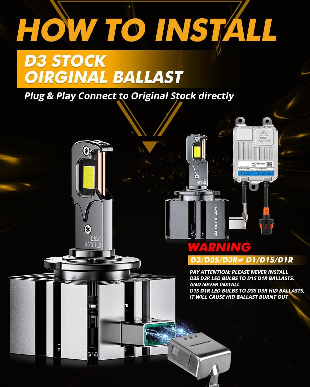 🆕D3 D3S D3R LED Headlight Bulbs 70W 22000LM D-PRO Series HID Replacement 6500K Cool White | 2 Bulbs - Auxbeam  – éclairage LED auto