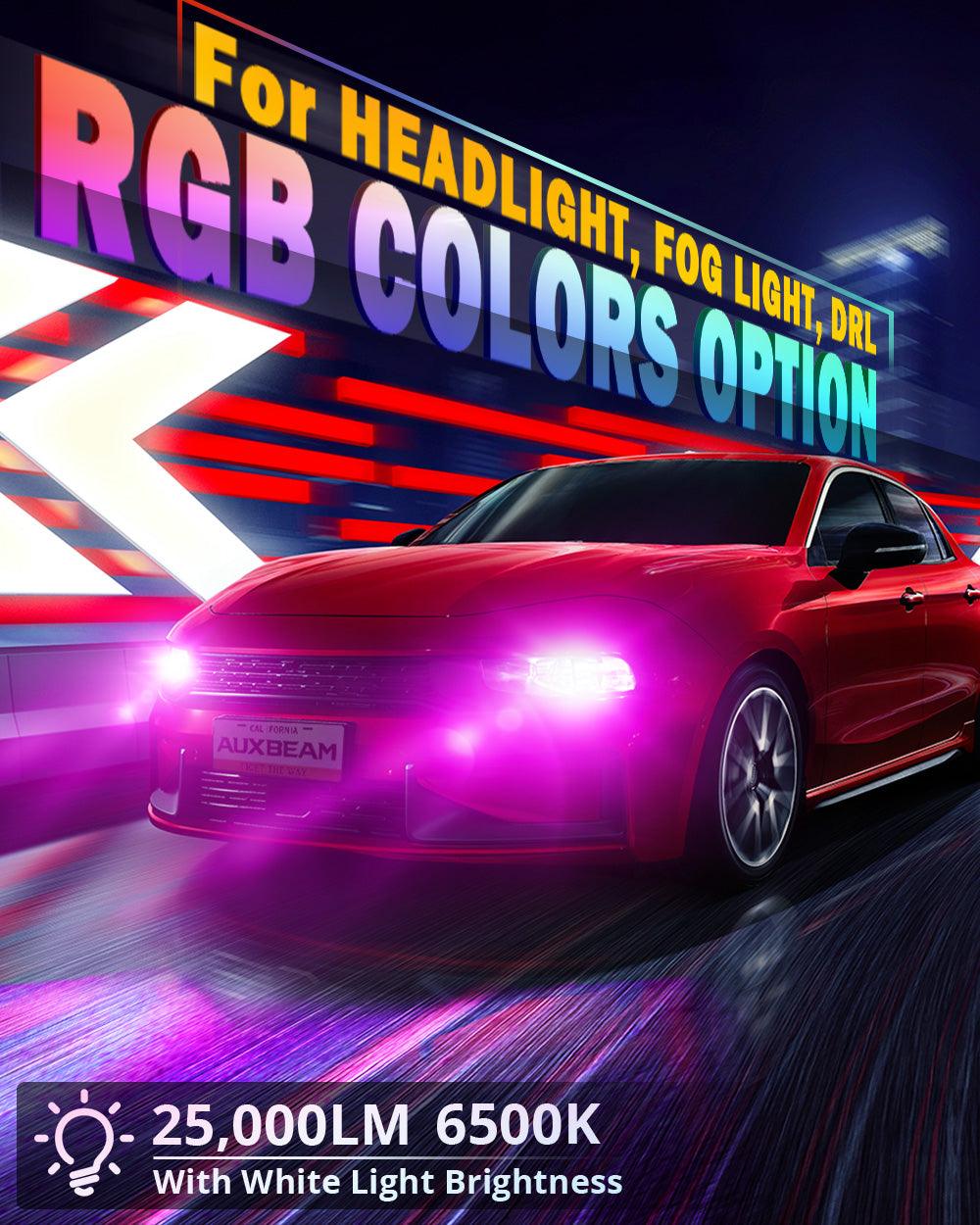 🆕9012/HIR2 RGB LED Headlight Bulbs/DRL/Fog Light R7 Series 70W 25000LM 6500K Cool White + RGB Remote Control | 2 Bulbs - Auxbeam  – éclairage LED auto