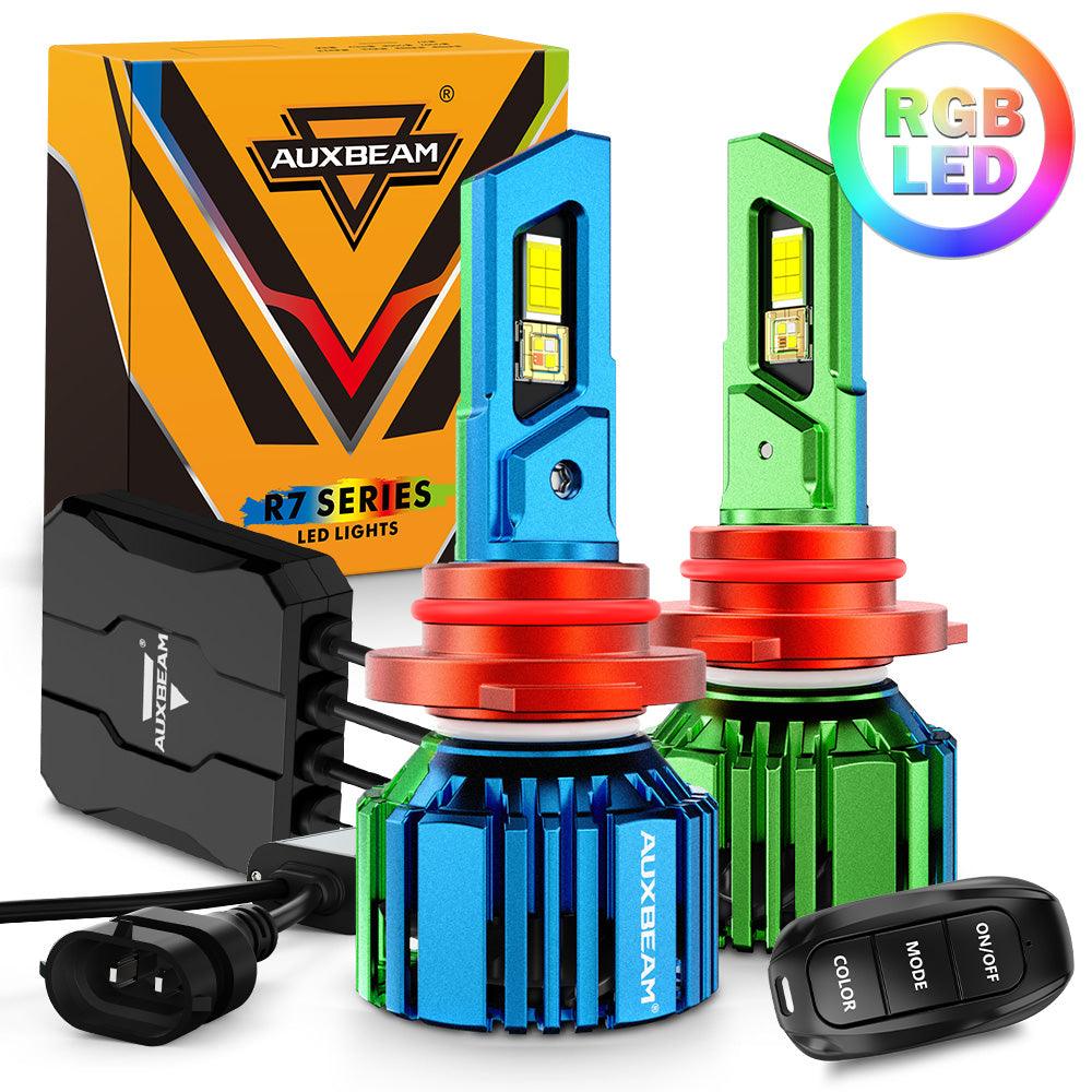 🆕9005/HB3 RGB LED Headlight Bulbs/DRL/Fog Light R7 Series 70W 25000LM 6500K Cool White + RGB Remote Control | 2 Bulbs - Auxbeam  – éclairage LED auto