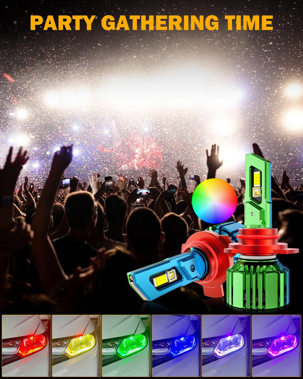 🆕9012/HIR2 RGB LED Headlight Bulbs/DRL/Fog Light R7 Series 70W 25000LM 6500K Cool White + RGB Remote Control | 2 Bulbs - Auxbeam  – éclairage LED auto