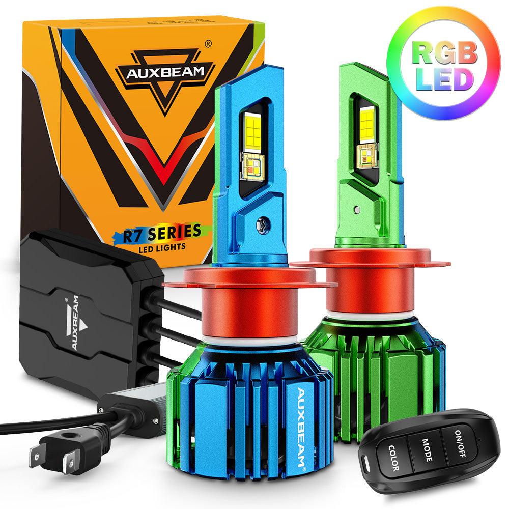 🆕R7 Series 25000LM 70W RGB Remote Control LED Headlight Bulb/DRL/Fog Light - Auxbeam  – éclairage LED auto