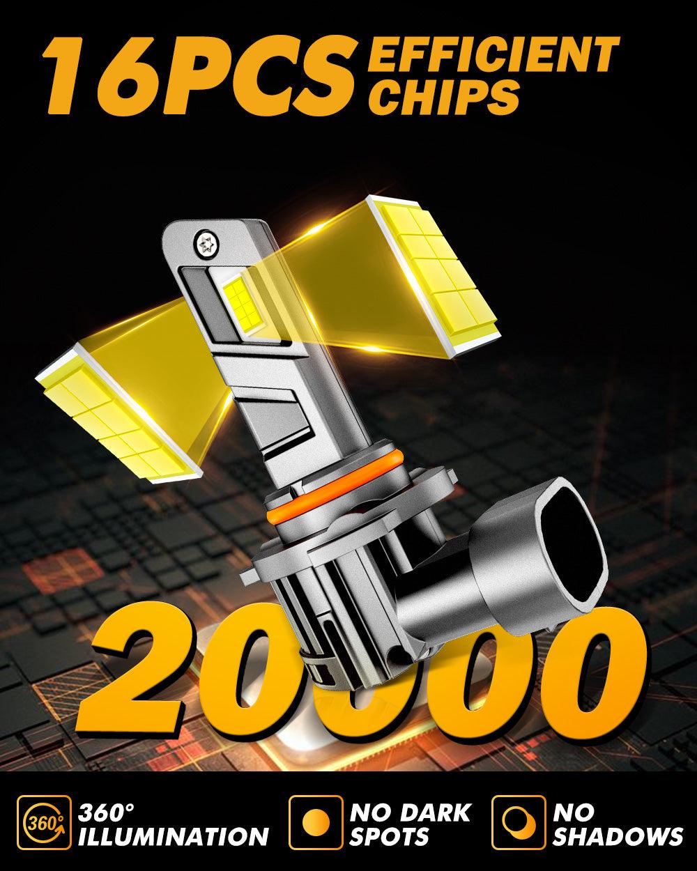 🆕9005/HB3 LED Headlight Bulbs Q25 Series Real 1:1 Size 70W 20000LM 6500K Cool White | 2 Bulbs - Auxbeam  – éclairage LED auto