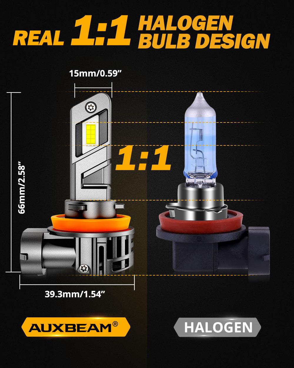 🆕H11/H9/H8 LED Headlight Bulbs Q25 Series Real 1:1 Size 70W 20000LM 6500K Cool White | 2 Bulbs - Auxbeam  – éclairage LED auto