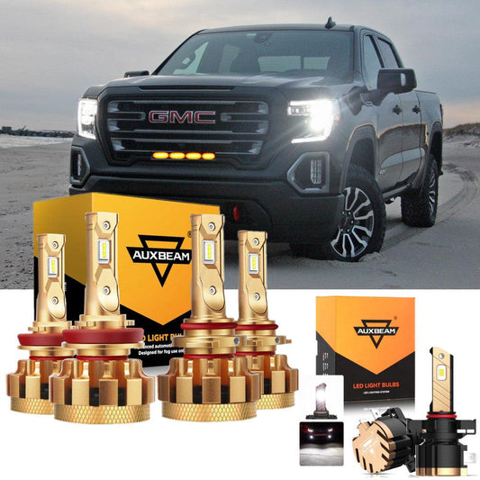 For 2007-2008 GMC Sierra 1500 (Denali SLE SLT WT) F-16 Plus Series Built-in Canbus Automotive Grade 14000LM LED Light Bulbs High Low Beam Bundle - Auxbeam  – éclairage LED auto