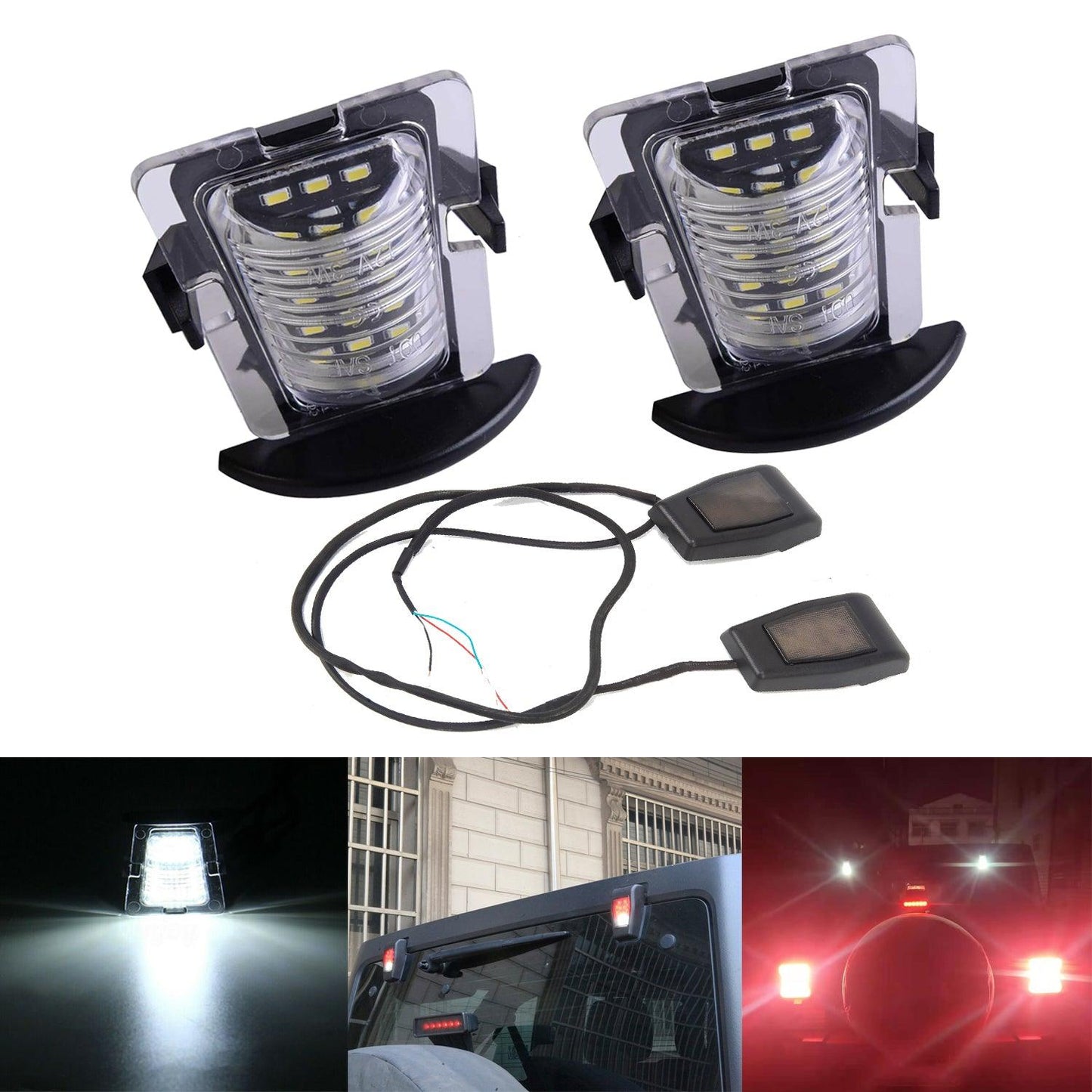 Feux de Plaque d'Immatriculation LED et Feux Hinge pour Jeep Wrangler JK 2007-2017