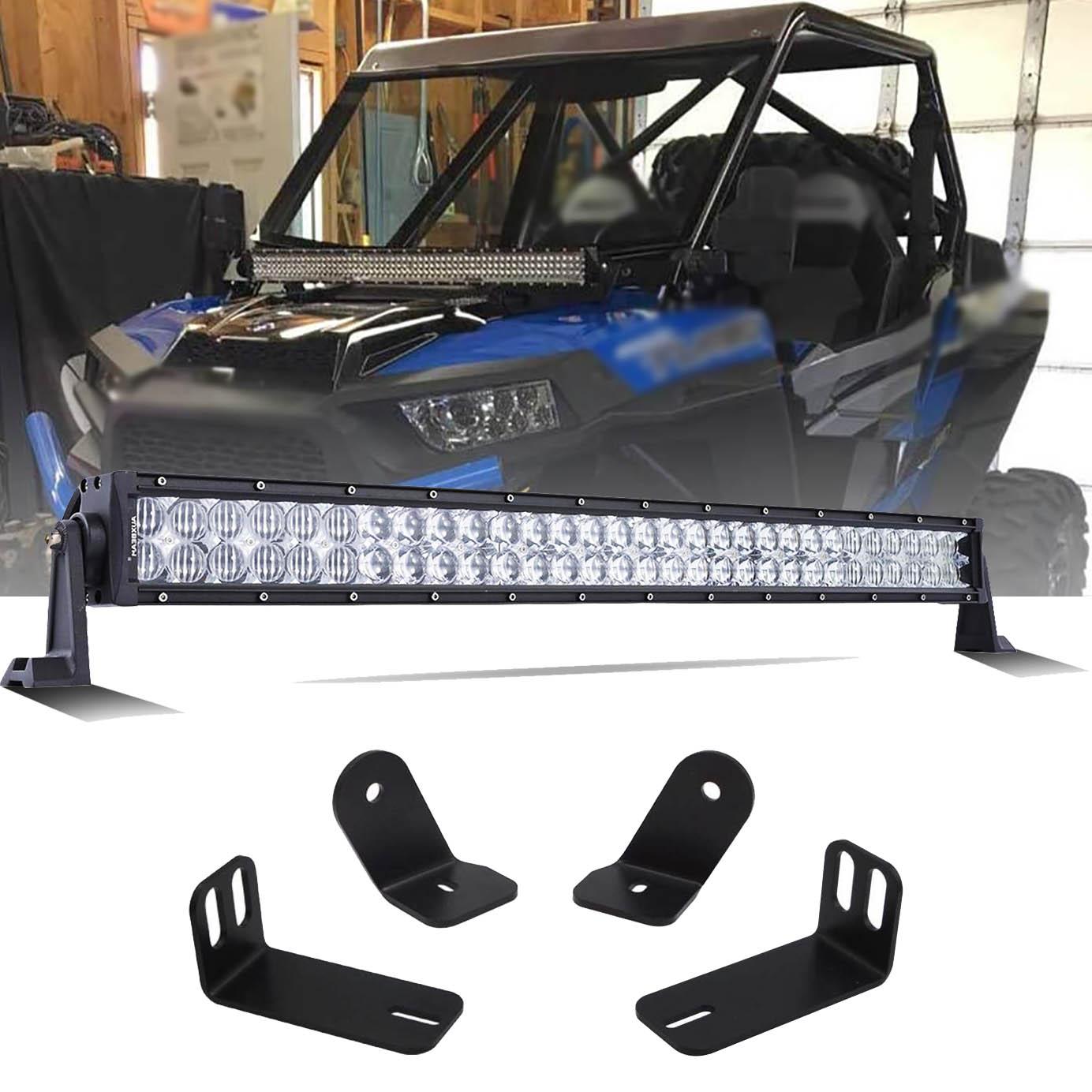32 Inch 5D Series Straight/Curved LED Light Bar & A-pillar Light Bar Mounting Bracket Combo for RZR 900/ RZR S900/ RZR 900 XC/ RZR XP 1000/ RZR Turbo