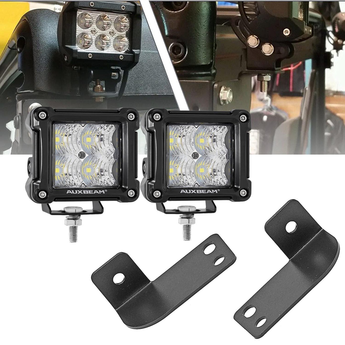 3 Inch LED Pods Light Spot/Flood Beam & Rear Roof Reversing Light LED Pod Light Brackets for 2013-2021 Polaris Ranger 570/800/900/900xp/1000/1000xp
