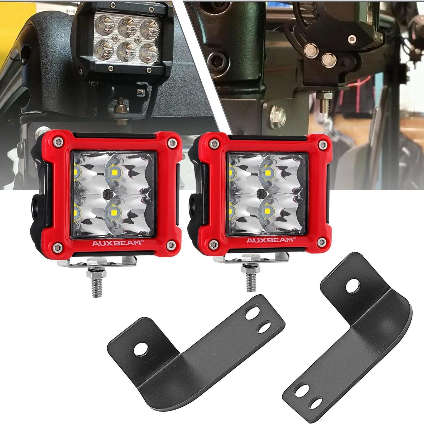 3 Inch LED Pods Light Spot/Flood Beam & Rear Roof Reversing Light LED Pod Light Brackets for 2013-2021 Polaris Ranger 570/800/900/900xp/1000/1000xp