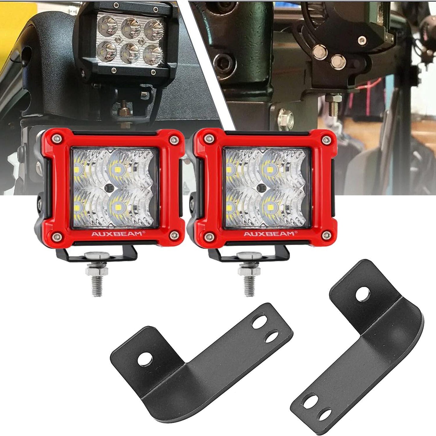 3 Inch LED Pods Light Spot/Flood Beam & Rear Roof Reversing Light LED Pod Light Brackets for 2013-2021 Polaris Ranger 570/800/900/900xp/1000/1000xp