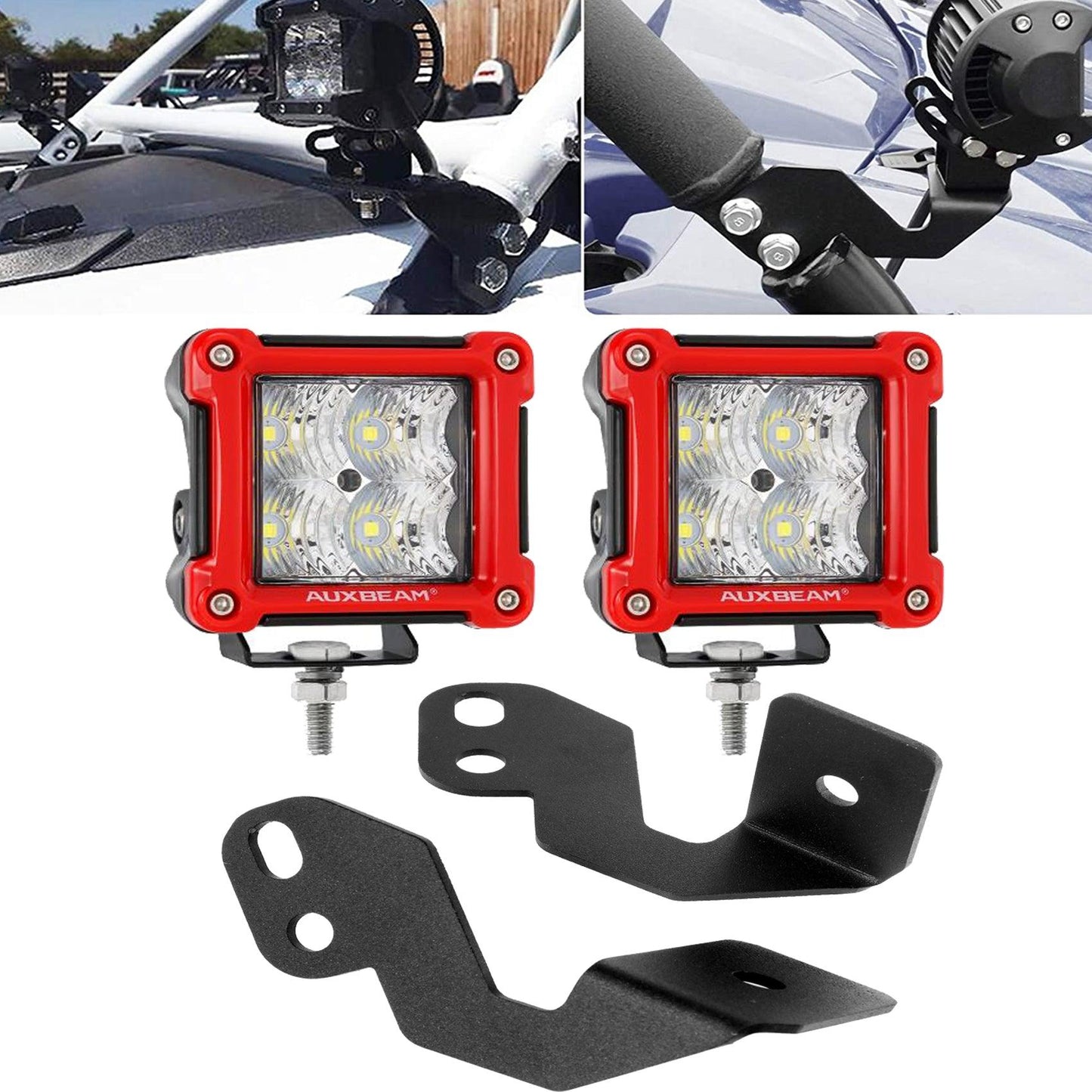 3 Inch LED Pods Light Spot/Flood Beam & A-pillar Mounting Bracket for 2014-2020 POLARIS RZR XP 1000, 2015-2020 POLARIS RZR 900