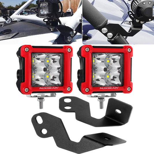 مصابيح LED مقاس 3 بوصات مزودة بكشاف/شعاع ضوئي وحامل تثبيت على عمود A لدراجات POLARIS RZR XP 1000 موديلات 2014-2020 وPOLARIS RZR 900 موديلات 2015-2020 