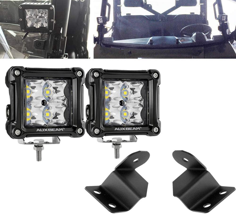 3 Inch LED Pods Light Spot/Flood Beam & A-pillar Mounting Brackets for for 2013-2021 Polaris Ranger models with the PRO-FIT cage