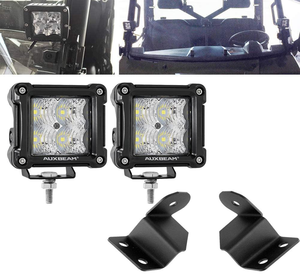 3 Inch LED Pods Light Spot/Flood Beam & A-pillar Mounting Brackets for for 2013-2021 Polaris Ranger models with the PRO-FIT cage