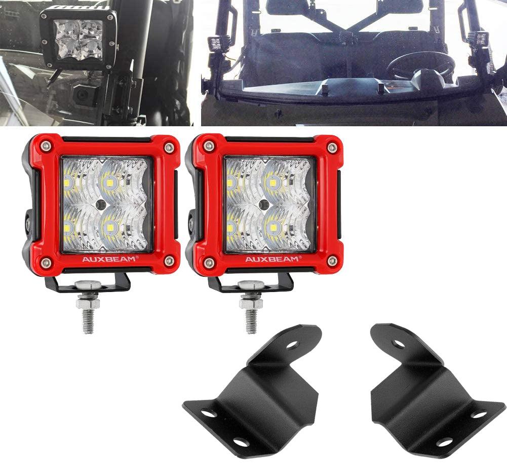 3 Inch LED Pods Light Spot/Flood Beam & A-pillar Mounting Brackets for for 2013-2021 Polaris Ranger models with the PRO-FIT cage