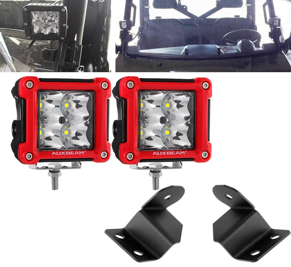 3 Inch LED Pods Light Spot/Flood Beam & A-pillar Mounting Brackets for for 2013-2021 Polaris Ranger models with the PRO-FIT cage