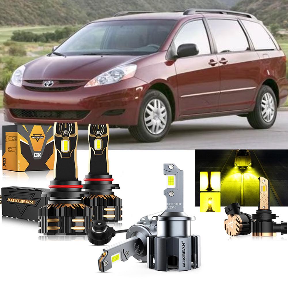 مجموعة مصابيح أمامية LED 9005 D2S لسيارة تويوتا سيينا موديلات 2006-2010 