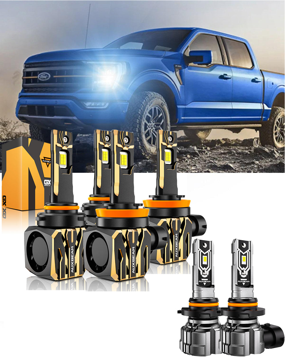 For 2015-2020 Ford F-150 9005 H11 LED Headlight Bulbs Bundle