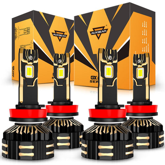 🆕H11+H11 LED Headlight Bulbs 190W 35000LM GX-PRO Series 6500K Cool White | 4 Bulbs