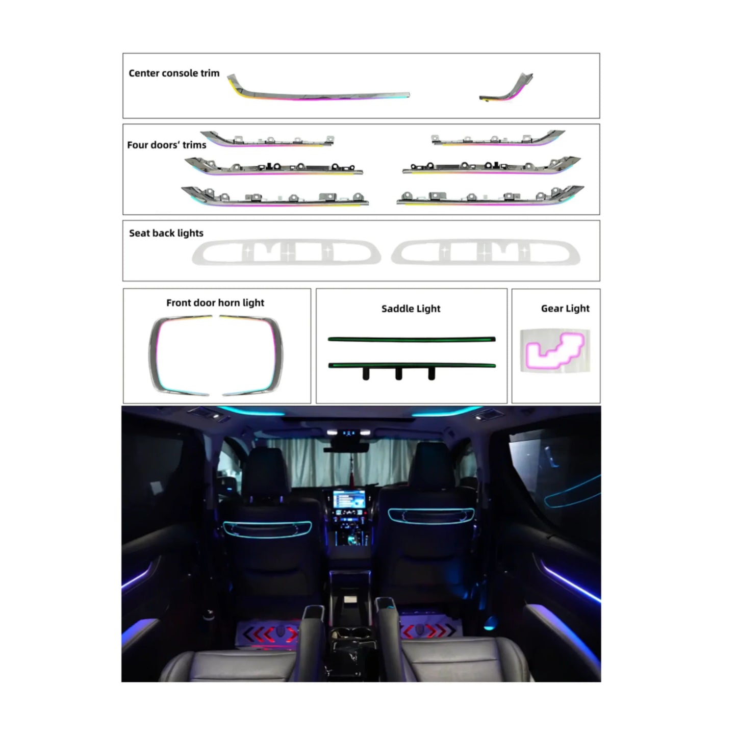 RHD/LHD Right Hand Driver Car Ambient Symphony Light Interior Suitable for Toyota Alphard/Vellfire Colorful 25 Lights | Forza
