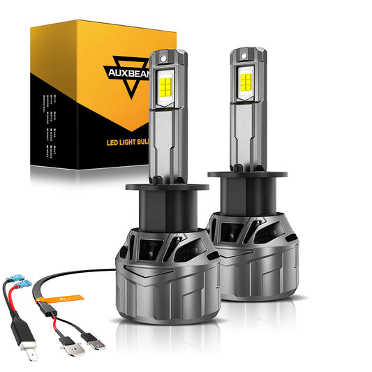 مصابيح أمامية LED H1، 100 واط، 22000 لومن، سلسلة F18، مقاس صغير، 6500 كلفن، أبيض بارد | مصباحان