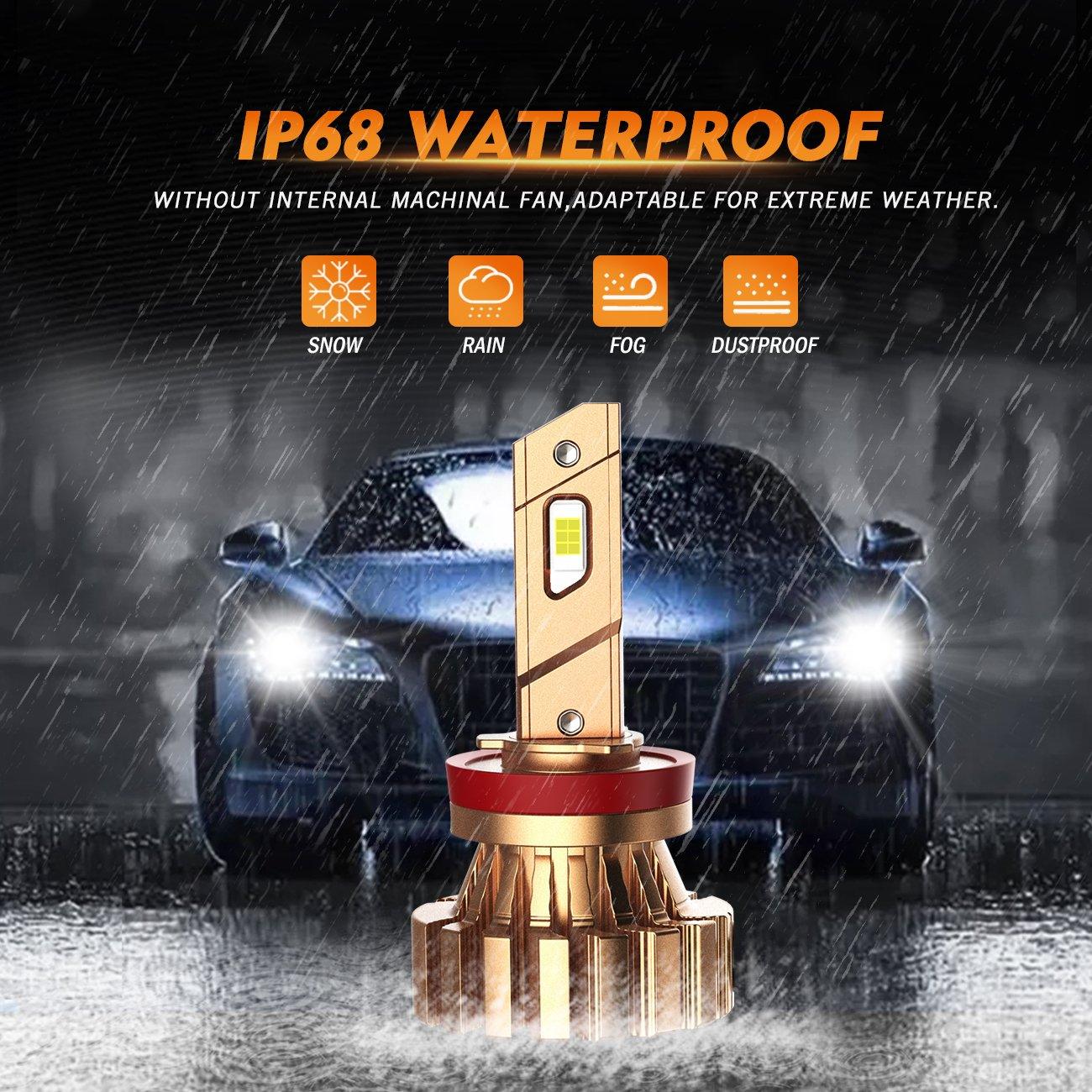 H11 LED Fog Light Bulbs 44W 4000LM X60 Series Fanless 6500K Cool White | 2 bulbs 