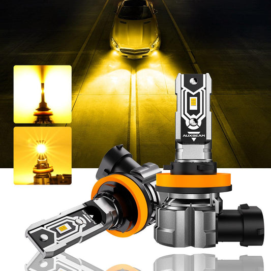 مصابيح LED للضباب/الإضاءة النهارية H11 H9 H8 H16JP، 50 واط، 10000 لومن، 3000 كلفن، سلسلة Q5، أصفر ذهبي | مصباحان
