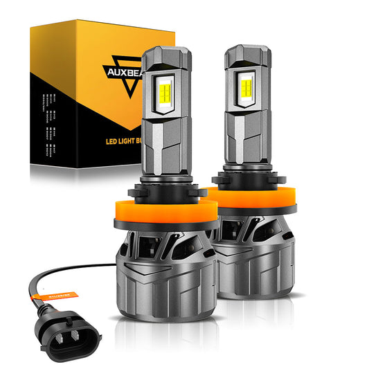 مصابيح أمامية LED H11/H9/H8، 100 واط، 22000 لومن، سلسلة F18، 1:1، حجم صغير، 6500 كلفن، أبيض بارد | مصباحان