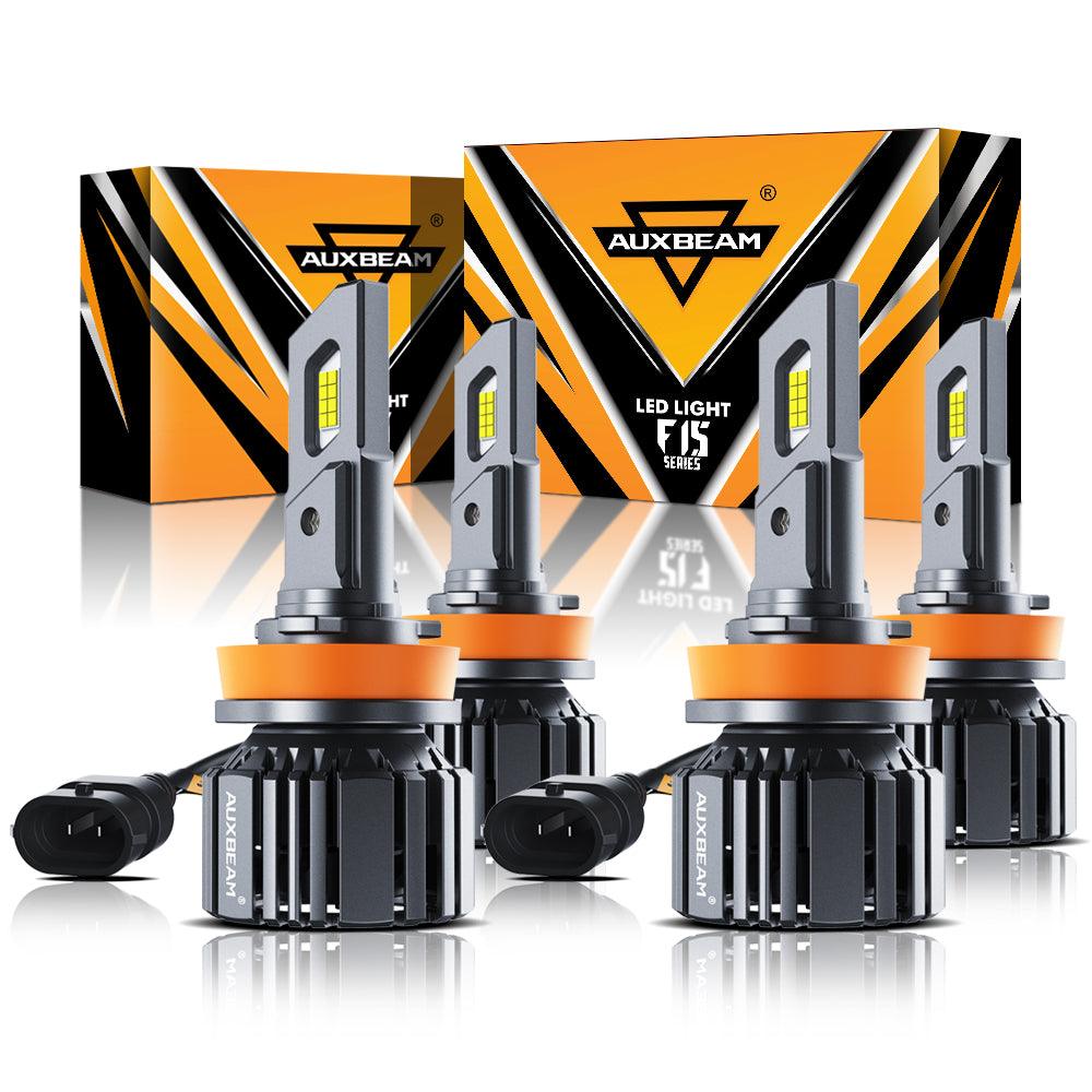 H11+H11 LED Headlight Bulbs 90W 20000LM F15 Series 20% Smaller Size 6500K Cool White | 4 Bulbs - Auxbeam  – éclairage LED auto
