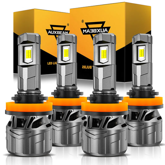 مصابيح أمامية LED H11+H11، 100 واط، 22000 لومن، سلسلة F18، 1:1، حجم صغير، 6500 كلفن، أبيض بارد | 4 لمبات