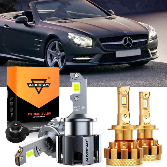 For 2003-2006 Mercedes-Benz SL500 with HID headlamps LED Light Bulbs High Low Beam Bundle - Auxbeam  – éclairage LED auto