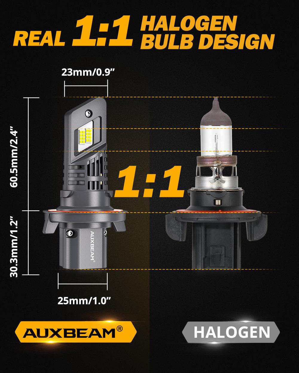 🆕H13/9008 LED Headlight Bulbs Q25 Series Real 1:1 Size 70W 20000LM 6500K Cool White | 2 Bulbs - Auxbeam  – éclairage LED auto