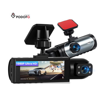 Podofo 3.16 "Dash Cam enregistreur de conduite de voiture 1080P avant et intérieur double objectif caméra DVR détection de mouvement enregistrement en boucle en gros