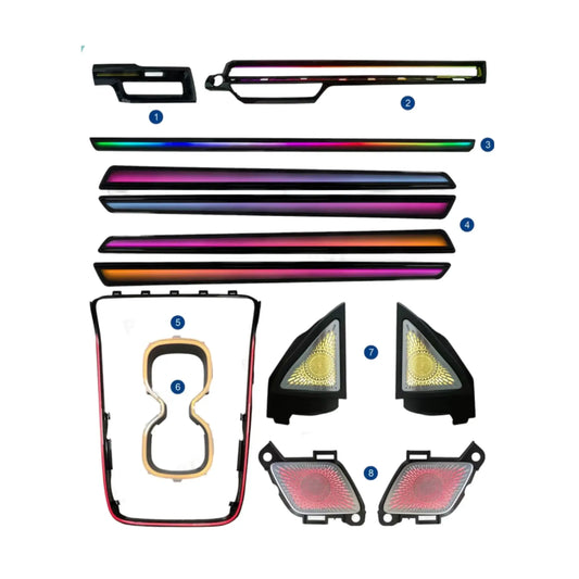 Honda CRV 20232024 Ambient Light 64 Colors LED Kit installation components and parts diagram.