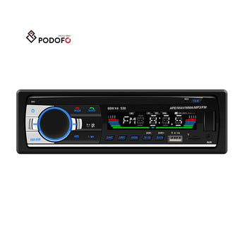 Podofo Voiture Lecteur MP3 2 USB Autoradio 1Din Autoradio BT FM Aux in Récepteur SD MMC WMA 2.1A Charge Rapide JSD-530 Prêt Stock