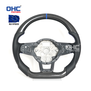 Volant en fibre de carbone véritable pour Lenkrad Vw Golf 7 Volant Mk7 Gti Volant Bleu ou Rouge/Top-Stripe