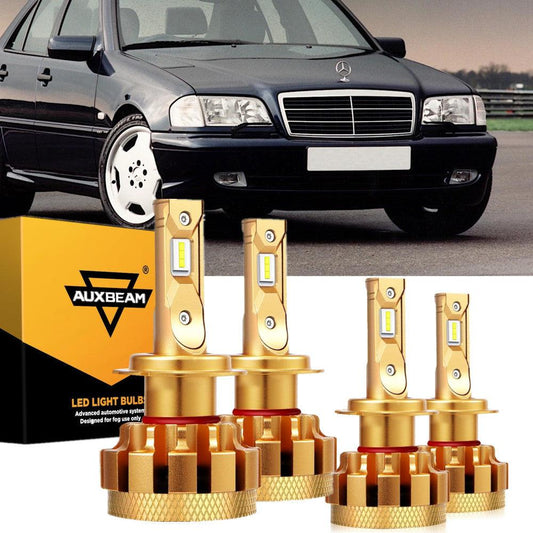 For 2007-2009 Mercedes-Benz C43 AMG with Halogen Headlamps F-16 Plus Series Built-in Canbus LED Light Bulbs High Low Beam Bundle - Auxbeam  – éclairage LED auto